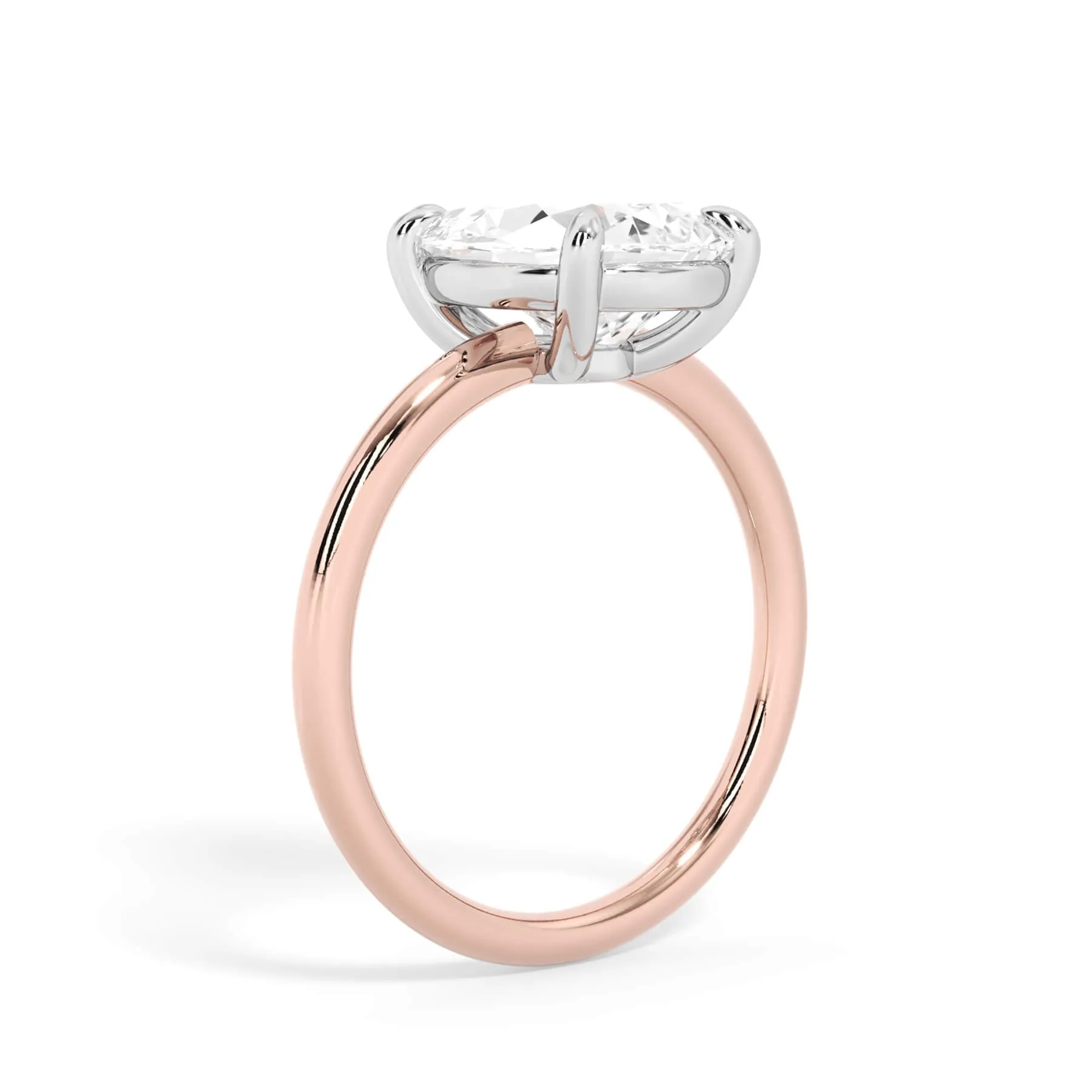 Two-Tone Basket Style Solitaire Engagement Ring - White Gold Head