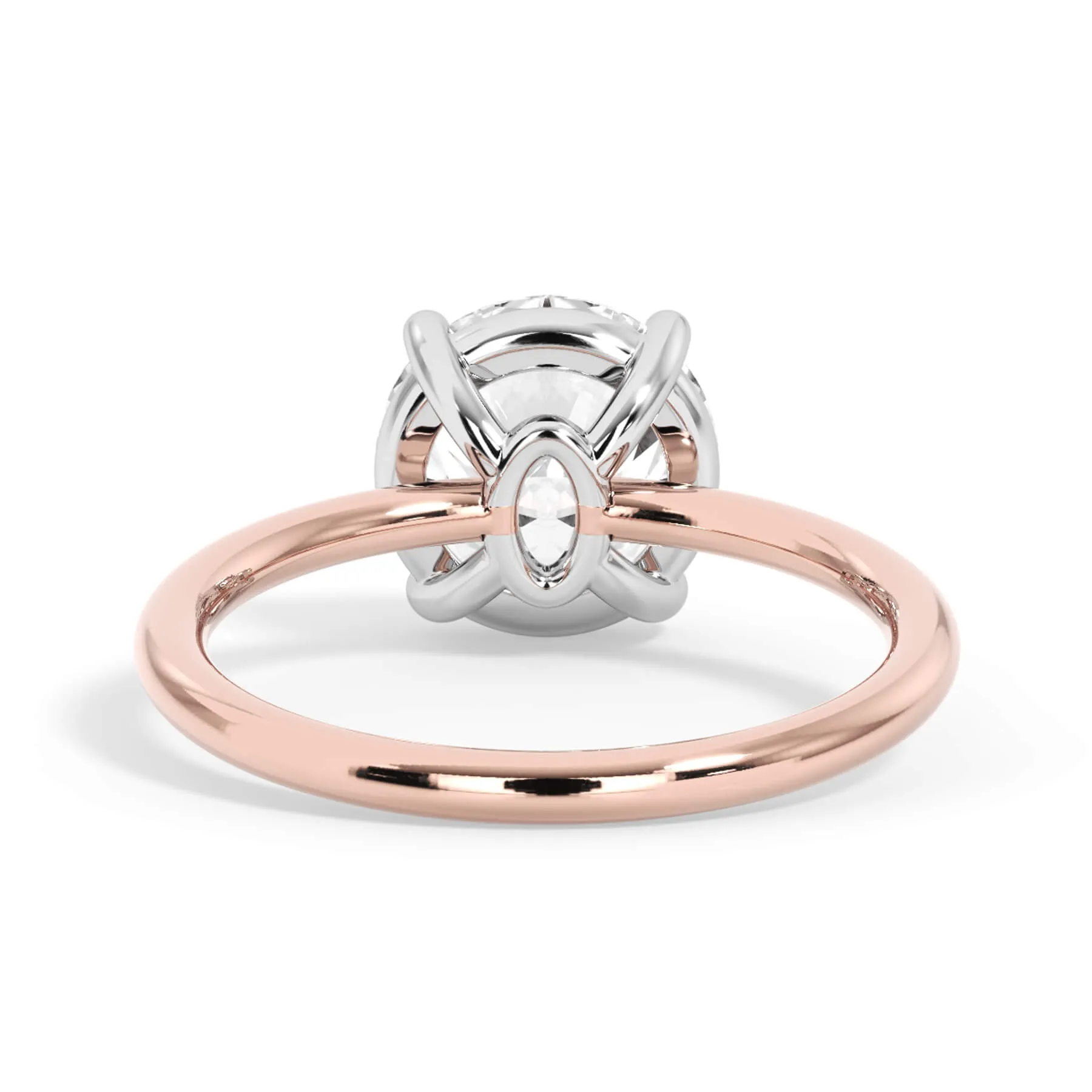 Two-Tone Basket Style Solitaire Engagement Ring - White Gold Head