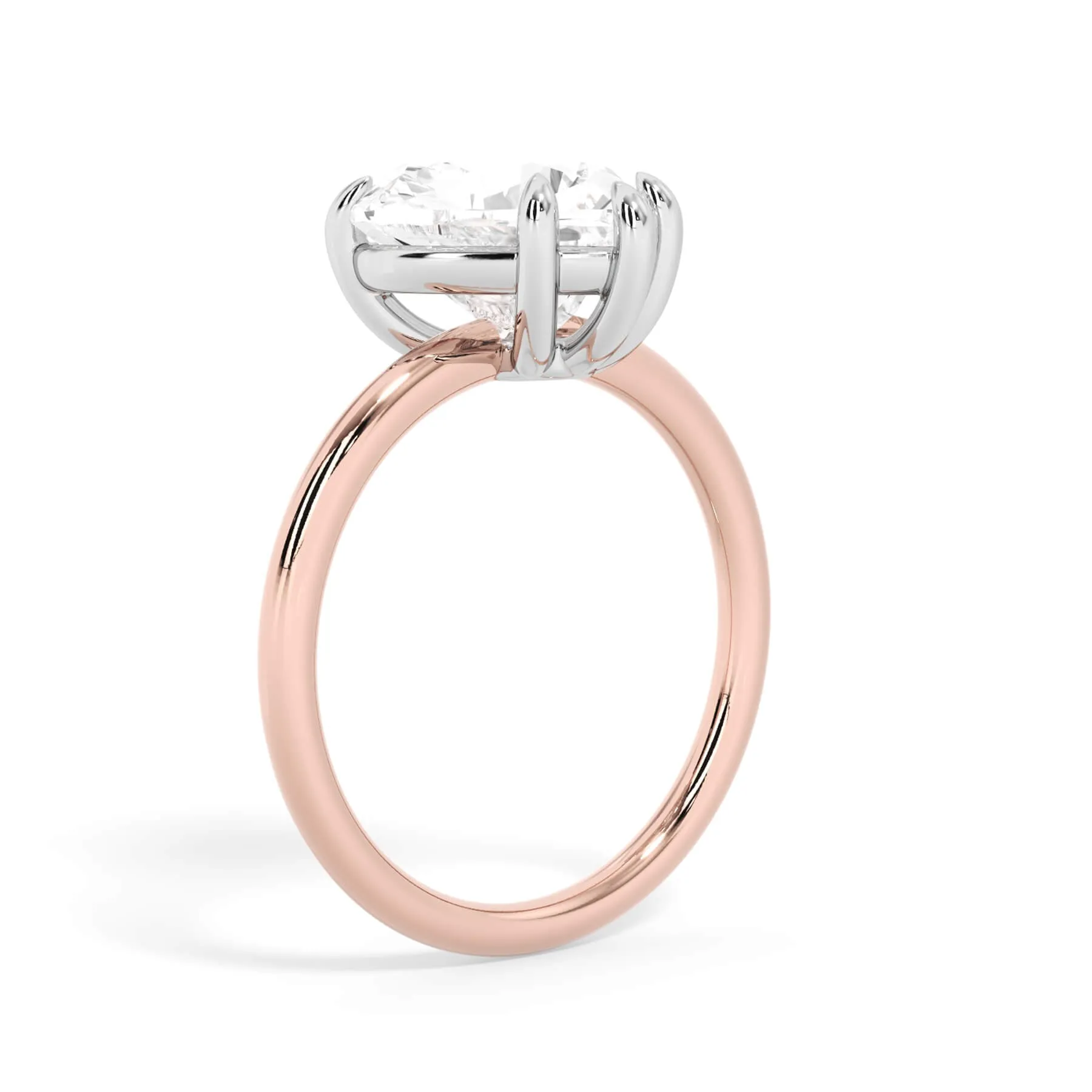 Two-Tone Basket Style Solitaire Engagement Ring - White Gold Head