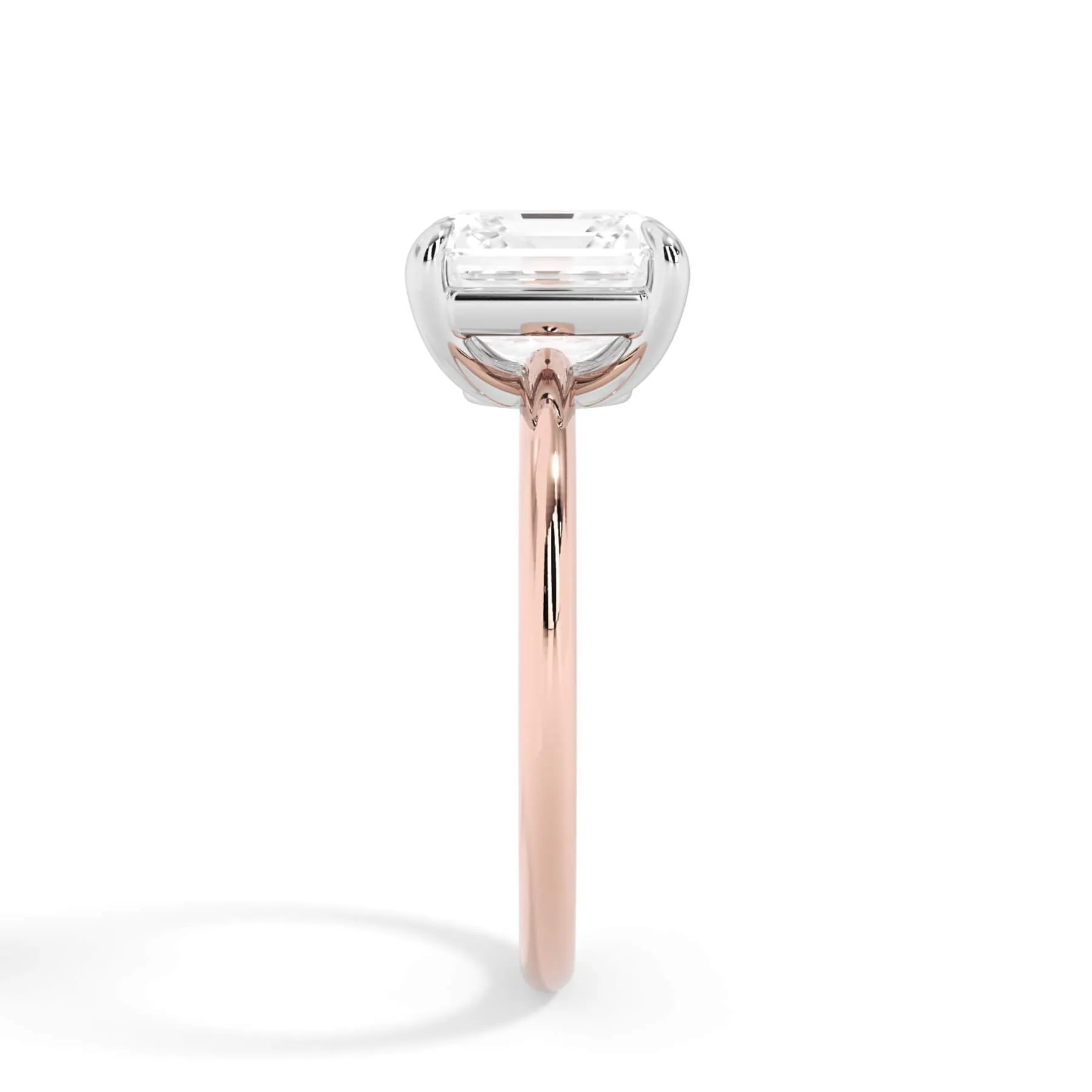 Two-Tone Basket Style Solitaire Engagement Ring - White Gold Head