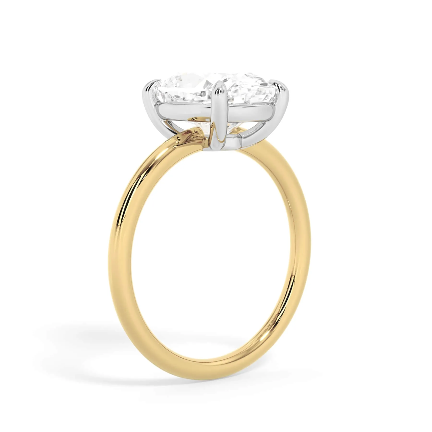 Two-Tone Basket Style Solitaire Engagement Ring - White Gold Head