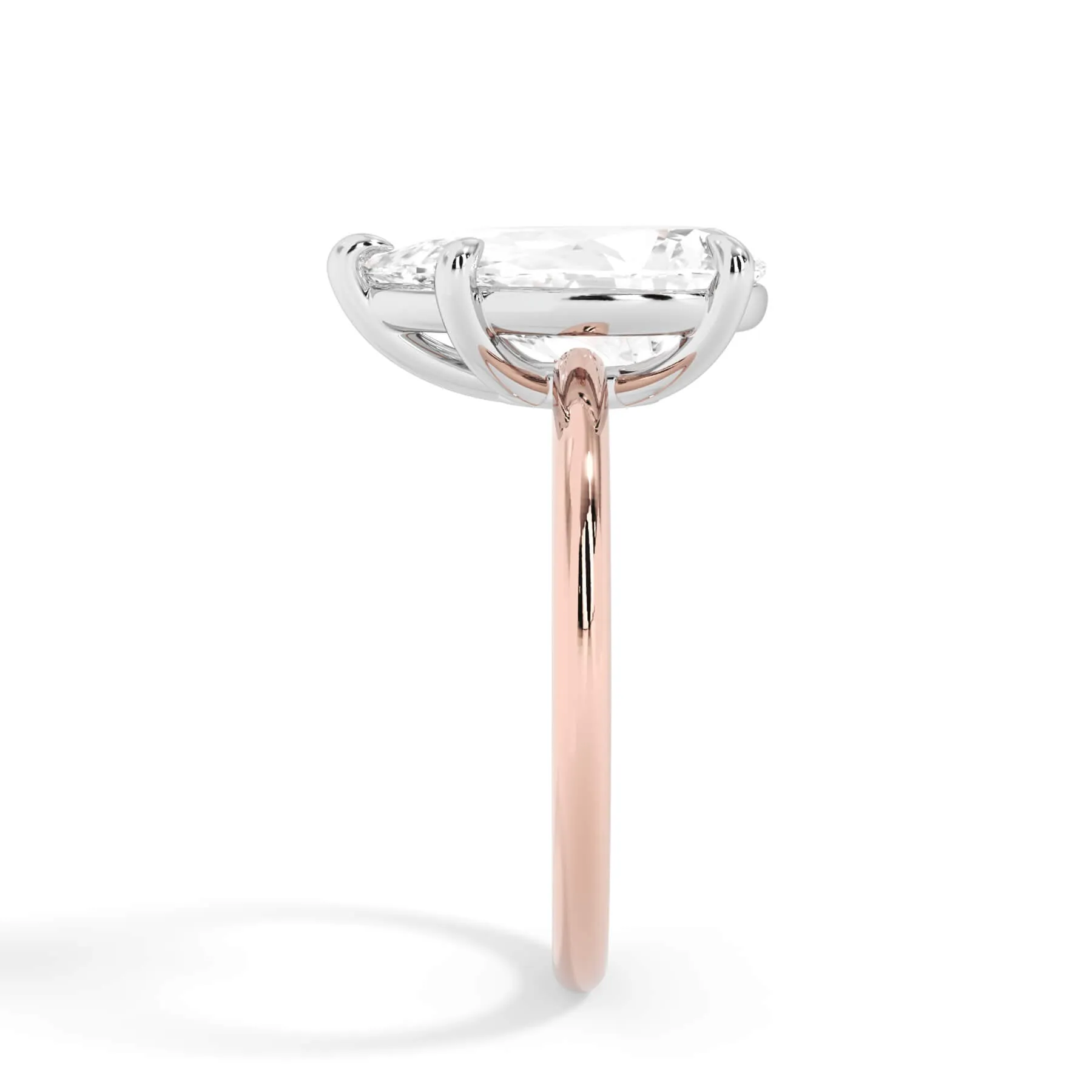 Two-Tone Basket Style Solitaire Engagement Ring - White Gold Head