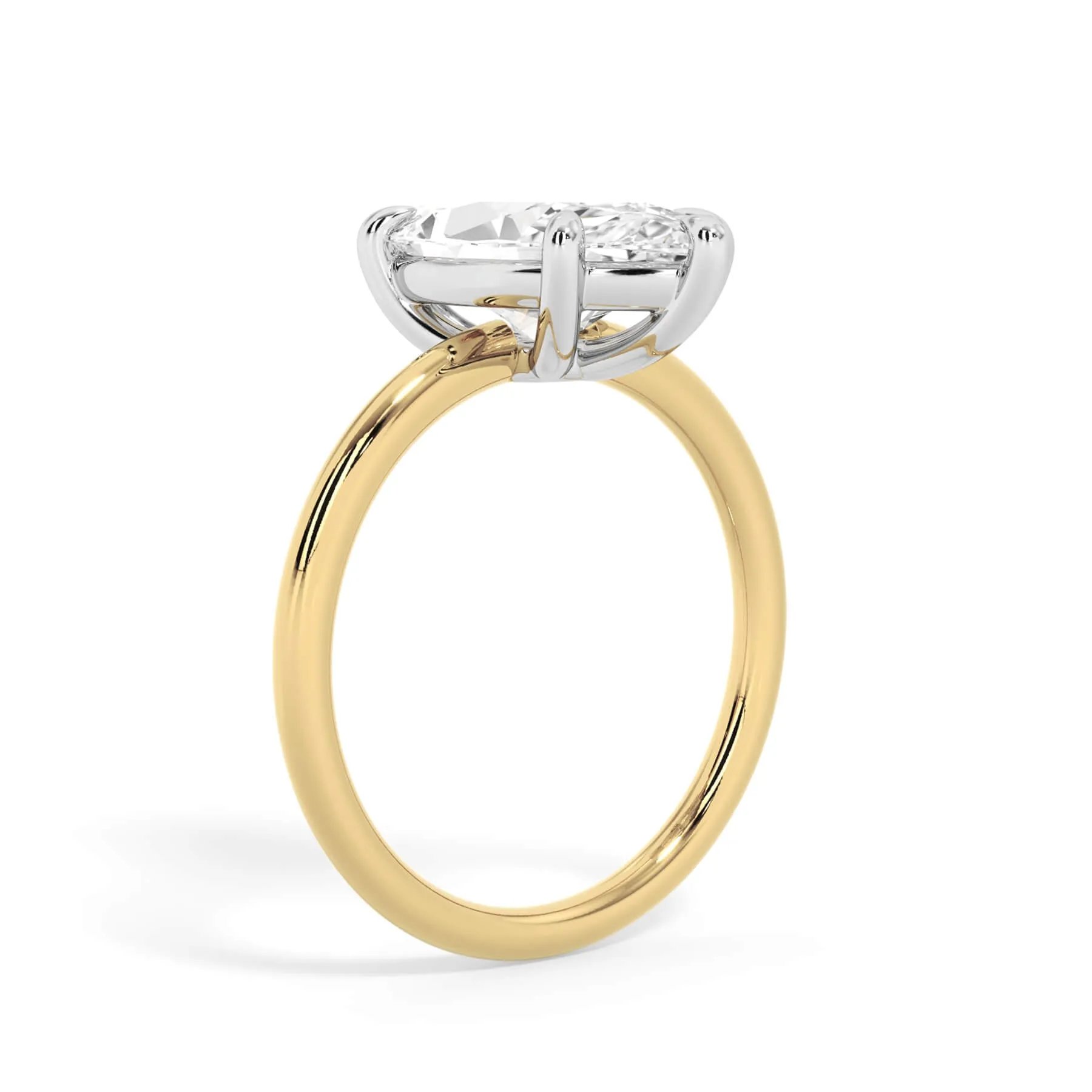 Two-Tone Basket Style Solitaire Engagement Ring - White Gold Head