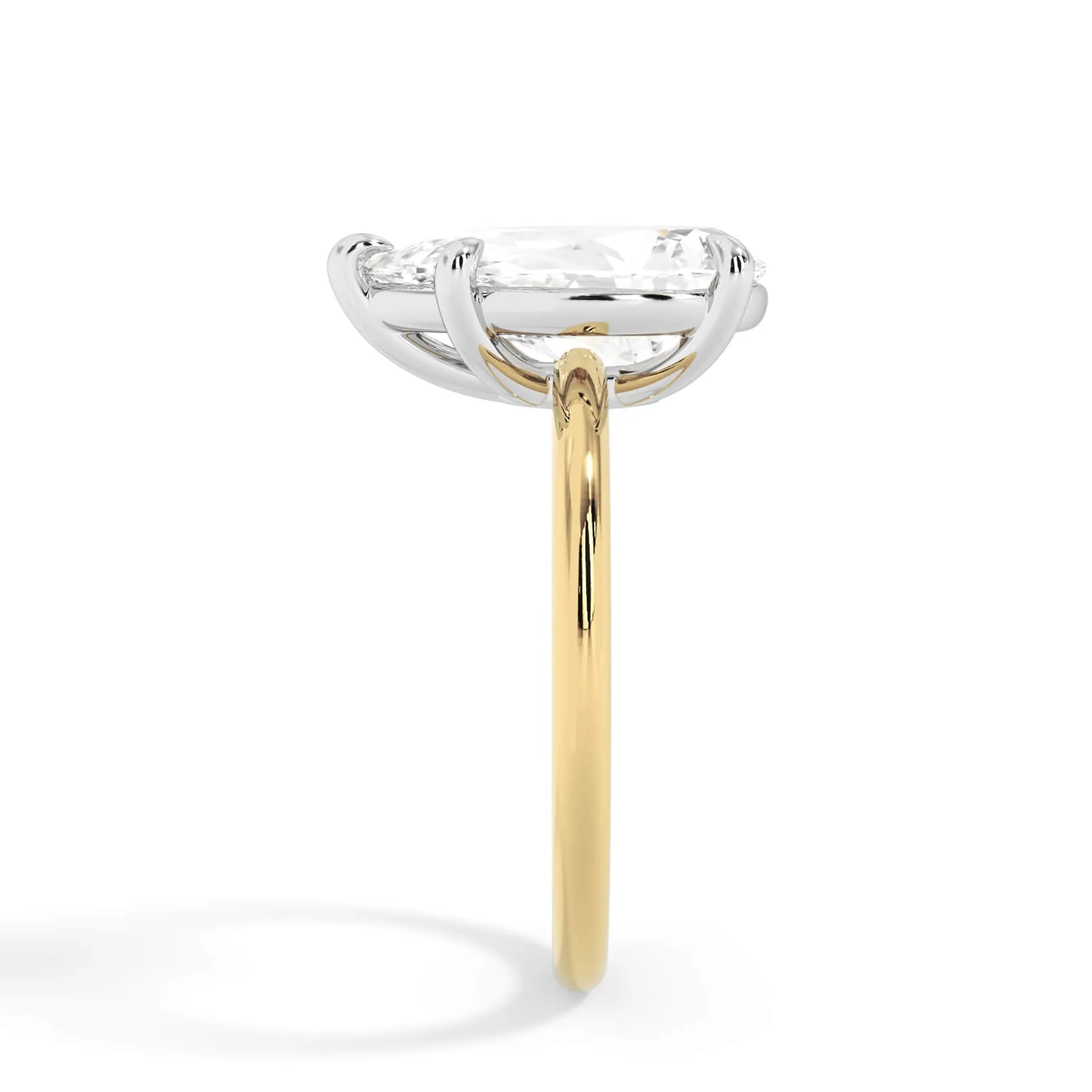 Two-Tone Basket Style Solitaire Engagement Ring - White Gold Head