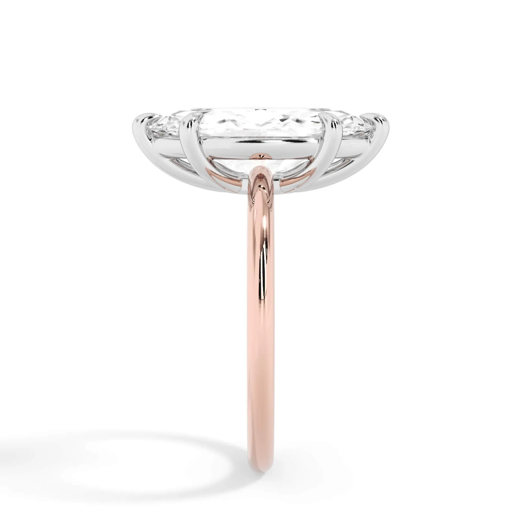 Two-Tone Basket Style Solitaire Engagement Ring - White Gold Head