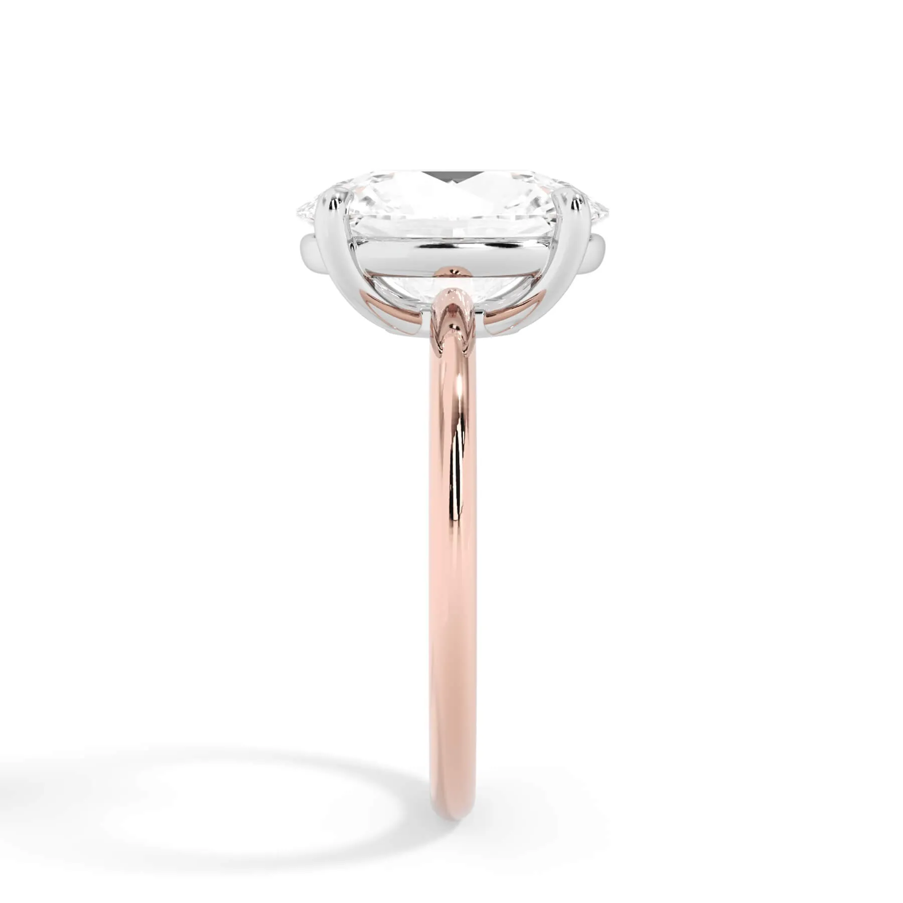 Two-Tone Basket Style Solitaire Engagement Ring - White Gold Head