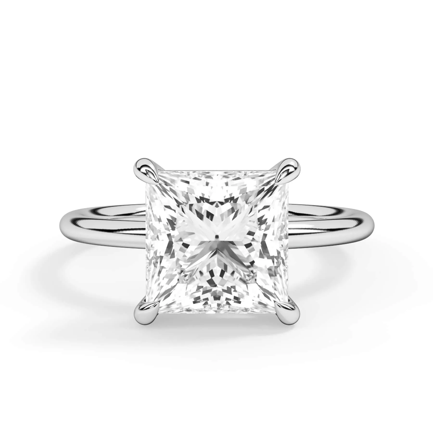 Two-Tone Basket Style Solitaire Engagement Ring - White Gold Head