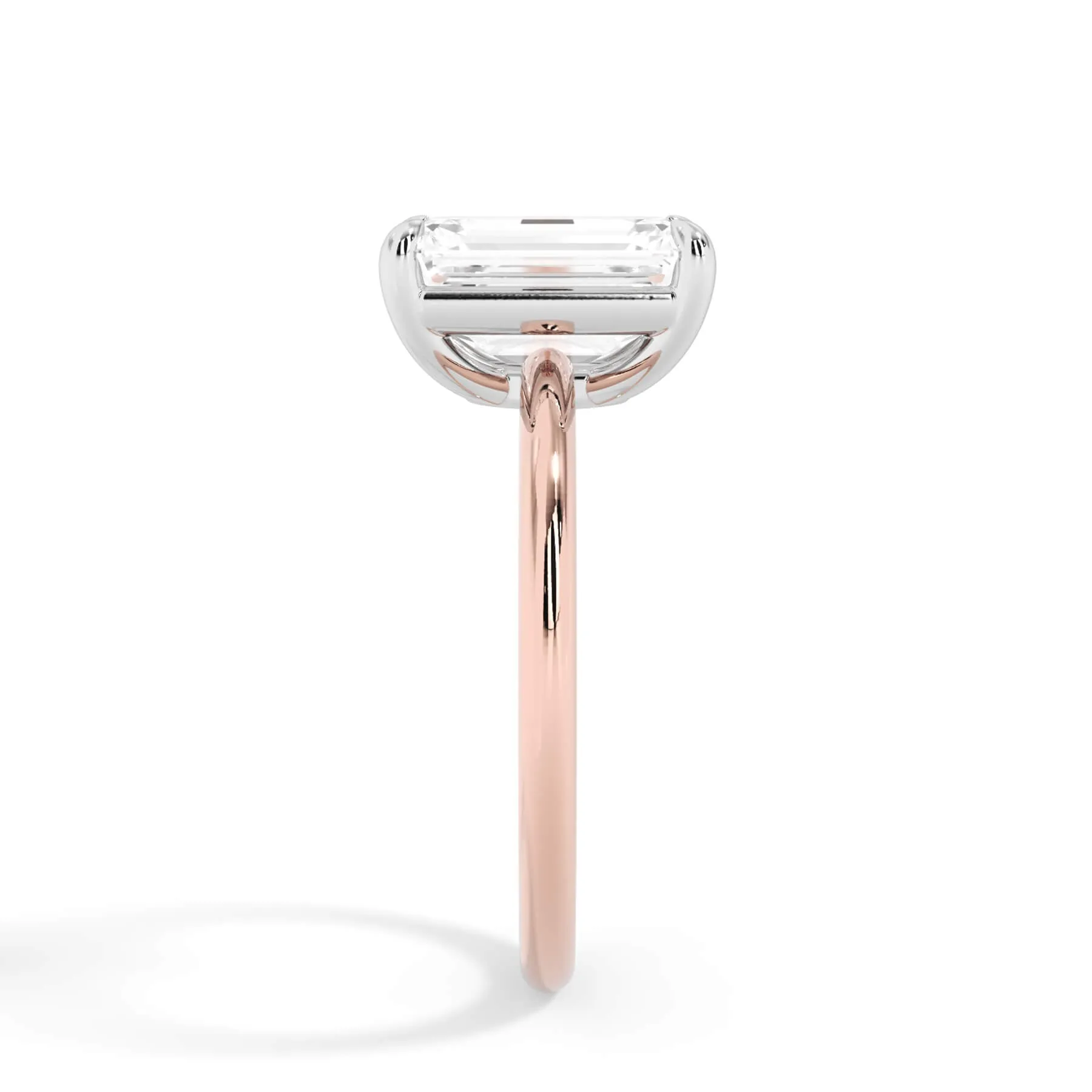 Two-Tone Basket Style Solitaire Engagement Ring - White Gold Head
