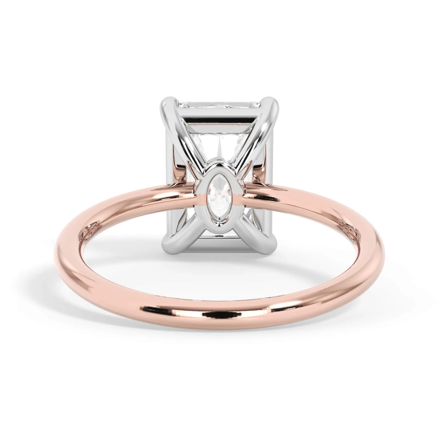 Two-Tone Basket Style Solitaire Engagement Ring - White Gold Head