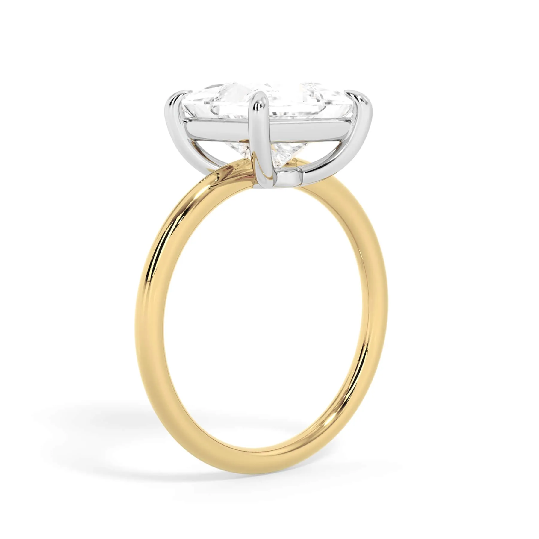 Two-Tone Basket Style Solitaire Engagement Ring - White Gold Head