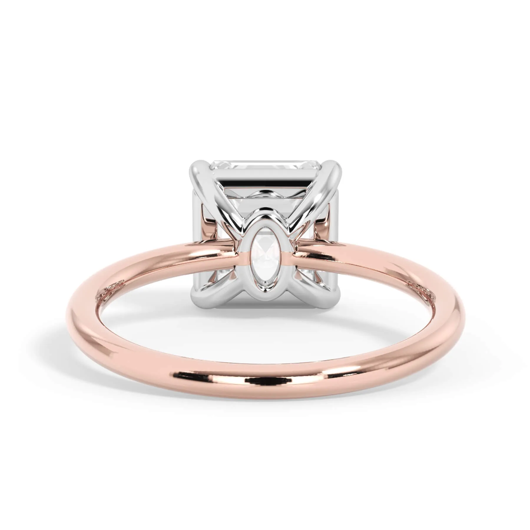 Two-Tone Basket Style Solitaire Engagement Ring - White Gold Head
