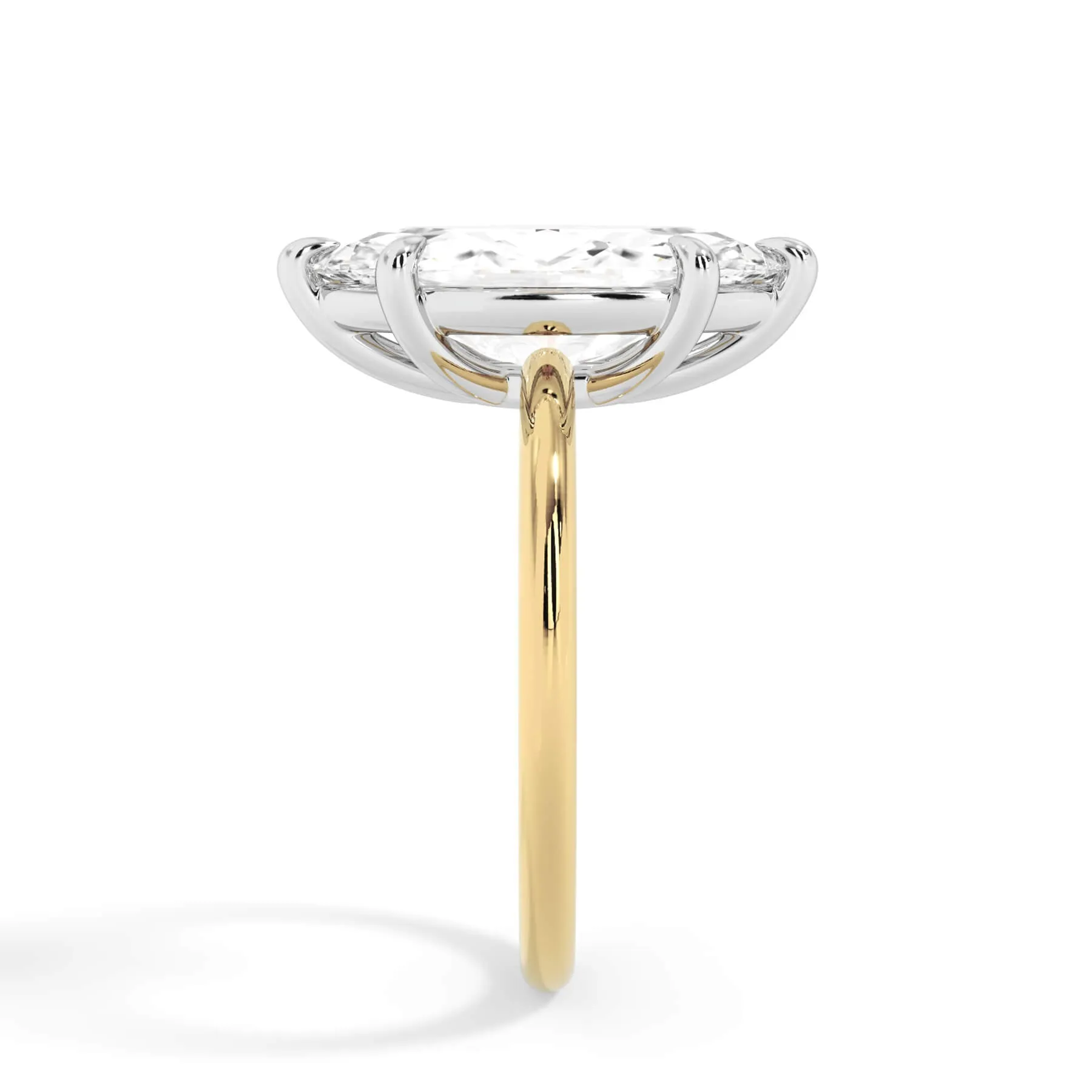 Two-Tone Basket Style Solitaire Engagement Ring - White Gold Head