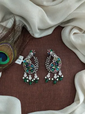 Victorian Elegance Zircon Diamond Stud Earrings with Dangles