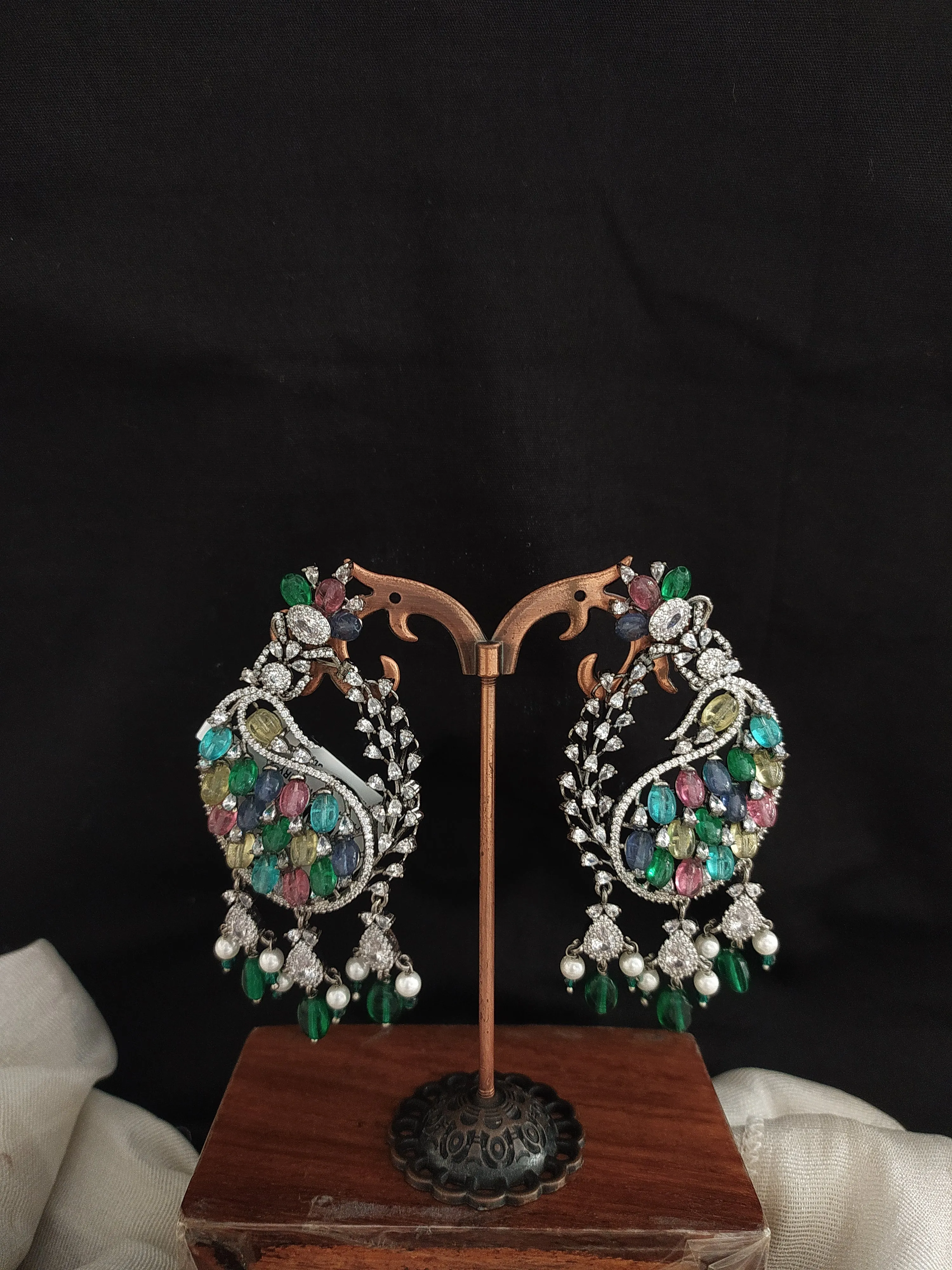 Victorian Elegance Zircon Diamond Stud Earrings with Dangles