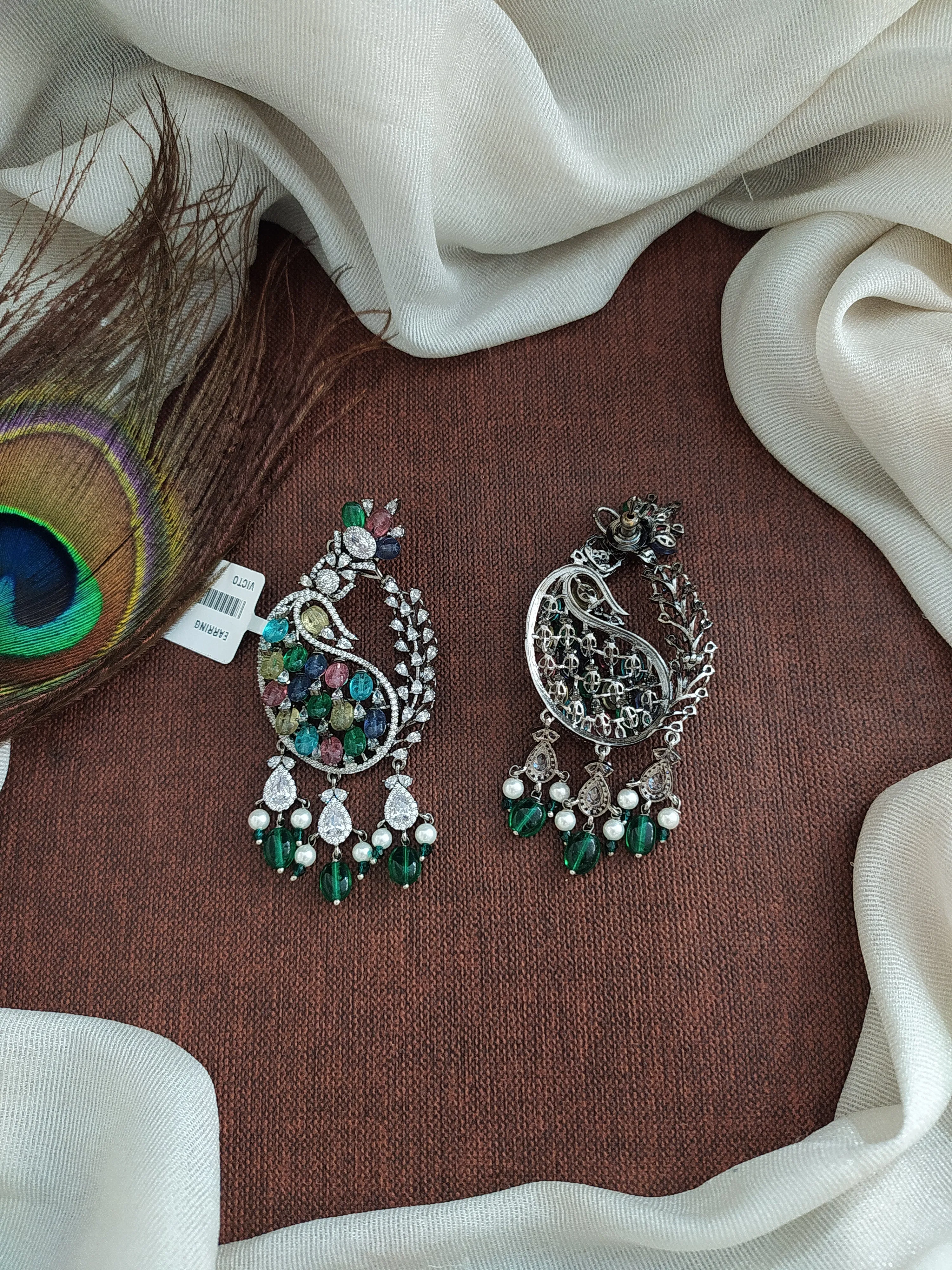Victorian Elegance Zircon Diamond Stud Earrings with Dangles