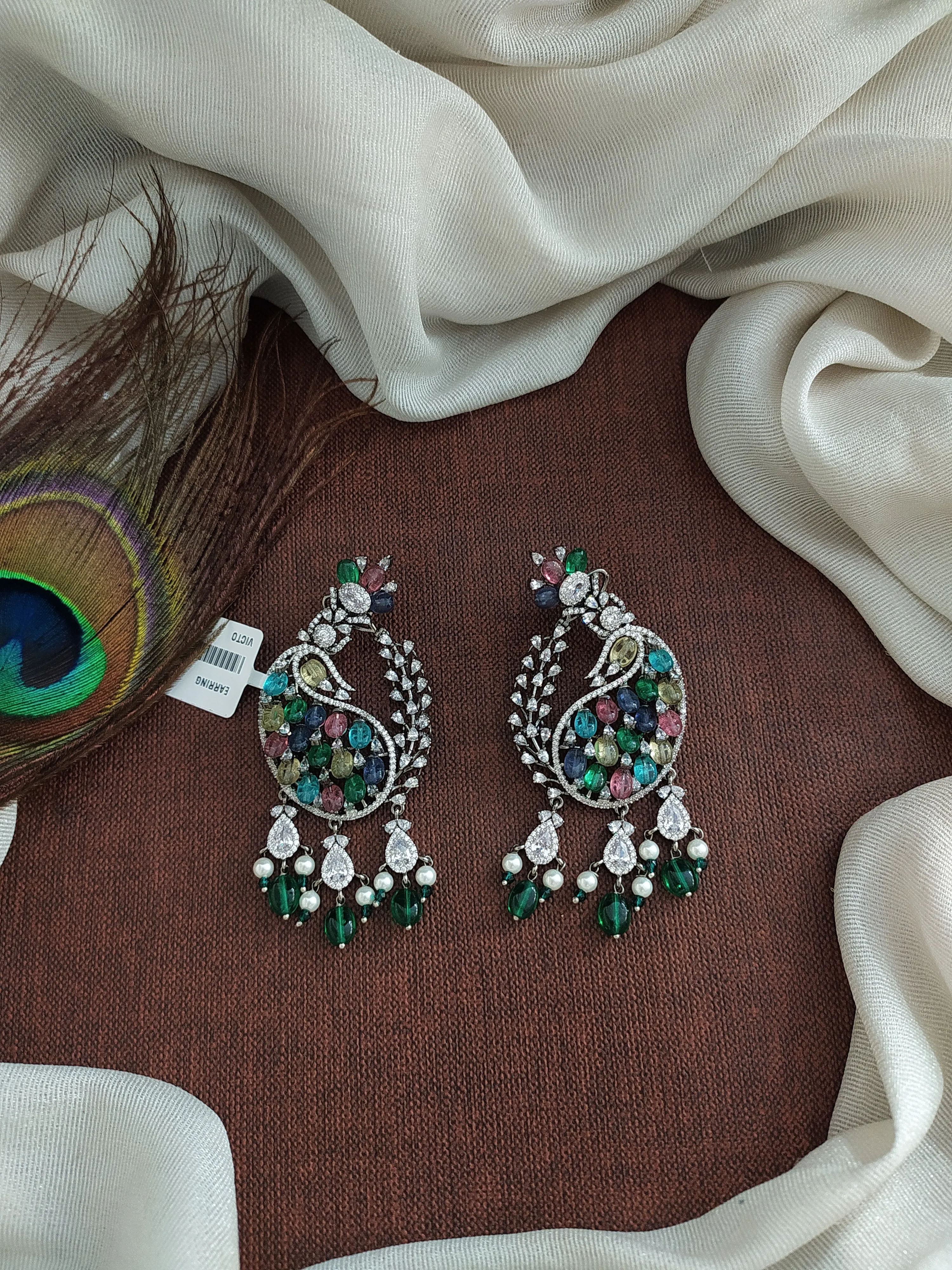 Victorian Elegance Zircon Diamond Stud Earrings with Dangles