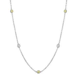 Yellow Sapphire and Diamond Station Necklace