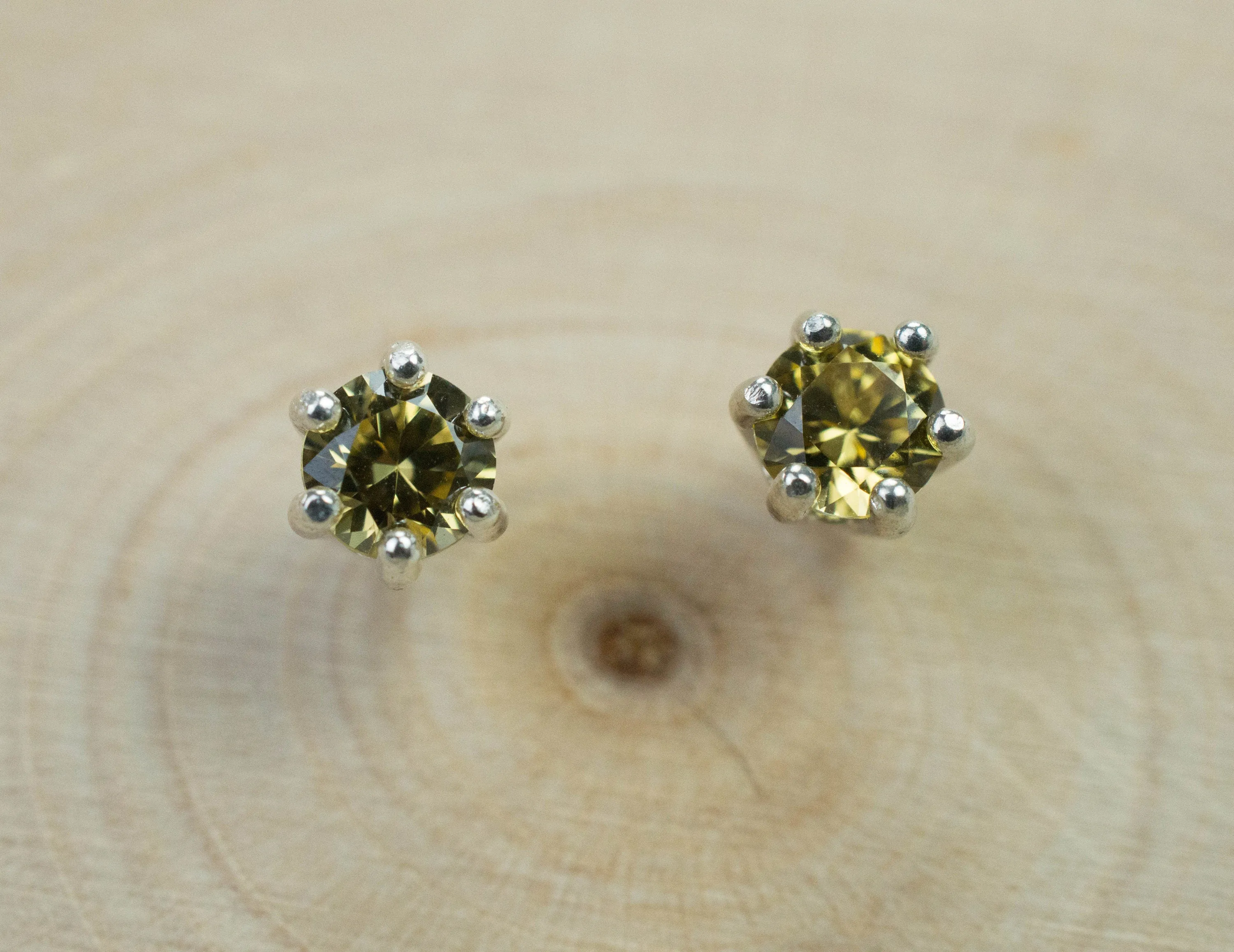 Yellow Zircon Earrings; Genuine Untreated Tanzania Zircon; 0.745cts