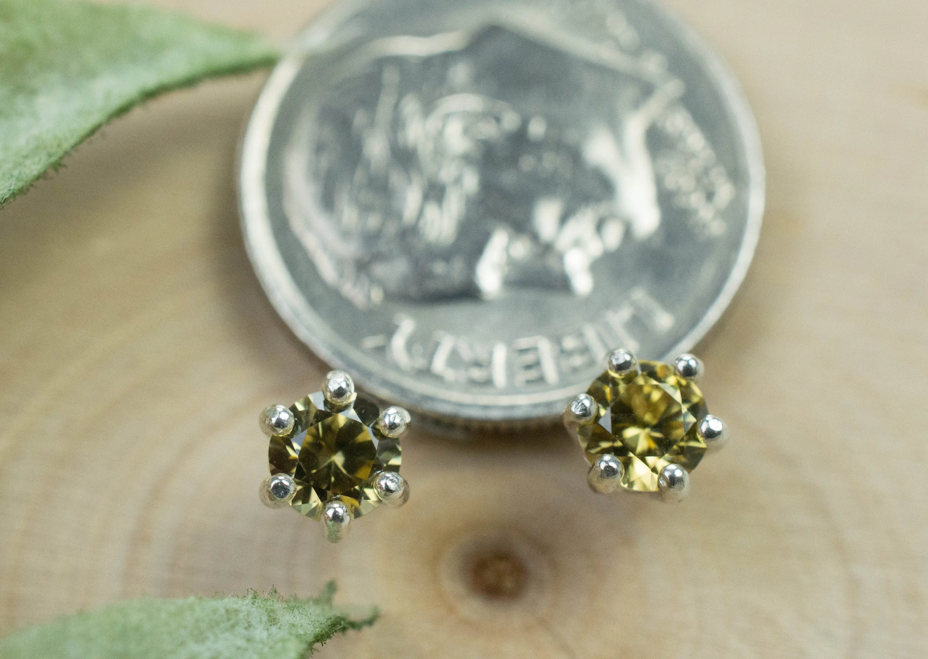 Yellow Zircon Earrings; Genuine Untreated Tanzania Zircon; 0.745cts