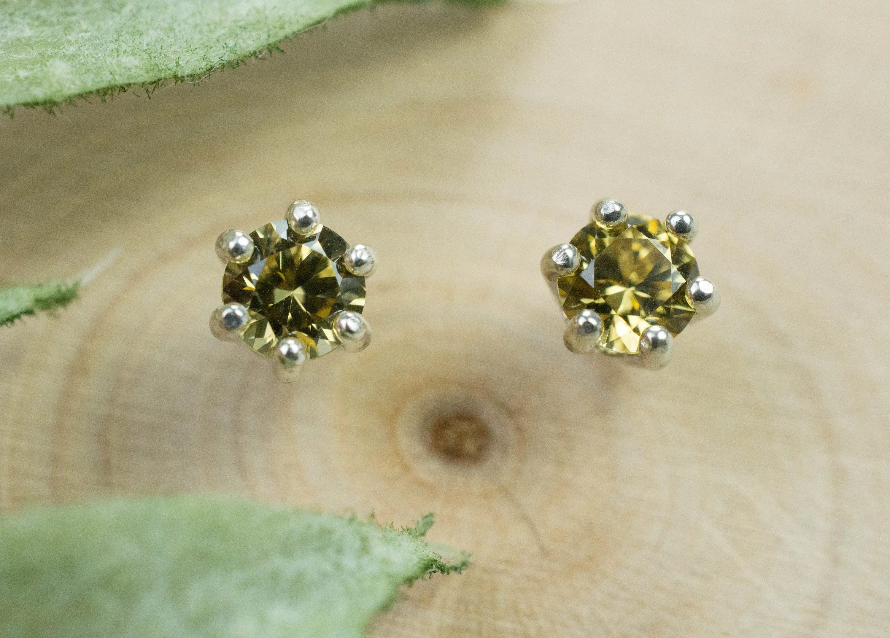Yellow Zircon Earrings; Genuine Untreated Tanzania Zircon; 0.745cts