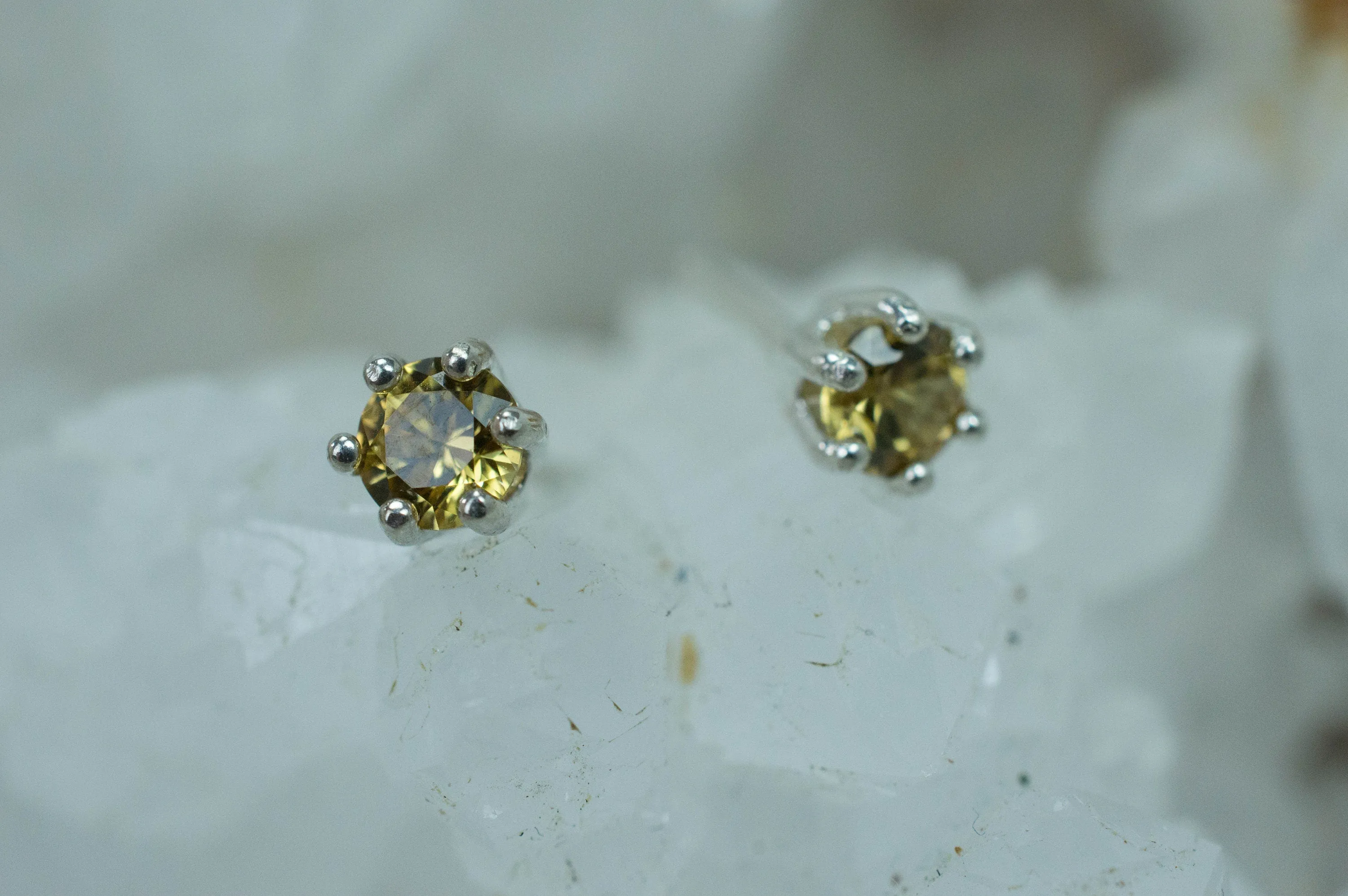 Yellow Zircon Earrings; Genuine Untreated Tanzania Zircon; 0.745cts